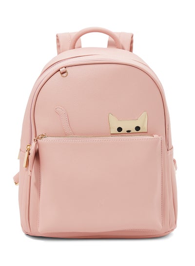 Buy Faux Leather Backpack Pink in Saudi Arabia