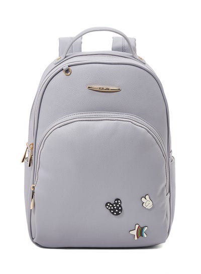 Buy Faux Leather Backpack Grey in Saudi Arabia