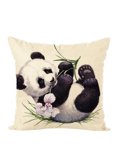 Buy Decorative Bear Printed Pillow Black/White/Green in Saudi Arabia