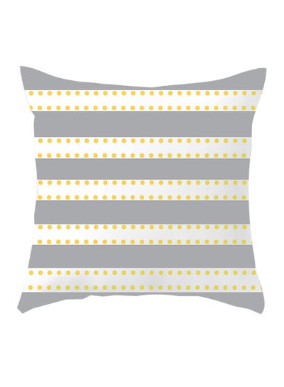 Buy Decorative Printed Soft Pillow Grey/White/Yellow 45 x 45cm in UAE