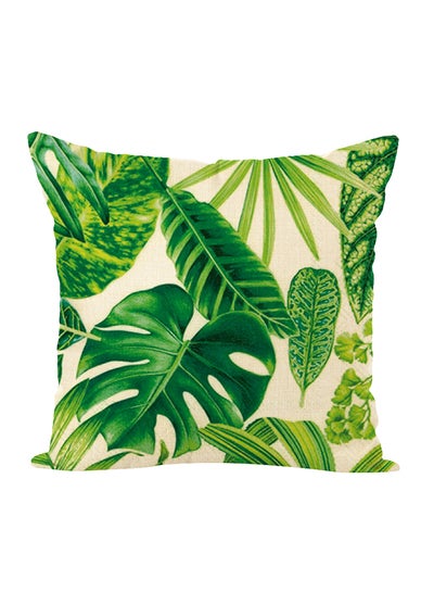 Buy Decorative Printed Soft Pillow Beige/Green 40 x 40cm in Saudi Arabia