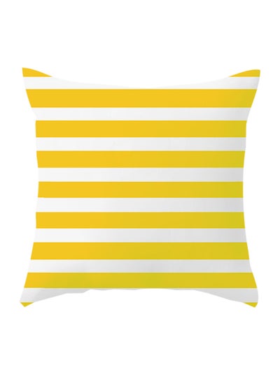 Buy Decorative Stripe Printed Pillow White/Yellow in Saudi Arabia