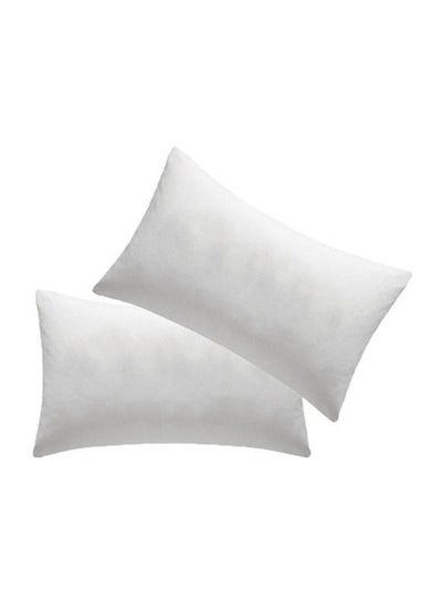 Buy 2-Piece Plain Bed Pillow Set Polyester White 68 x 43cm in UAE