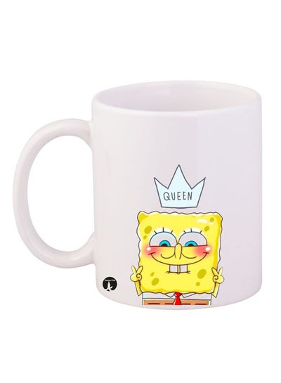 Buy Durable Heat-Resistant Thick Wall Designed Ergonomic Handled Spongebob Printed Mug White/Yellow/Red in UAE