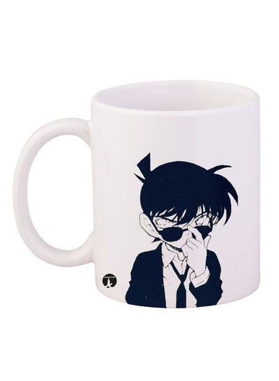 Buy Durable Heat-Resistant Thick Wall Designed Ergonomic Handled Detective Conan Printed Mug White/Black in UAE