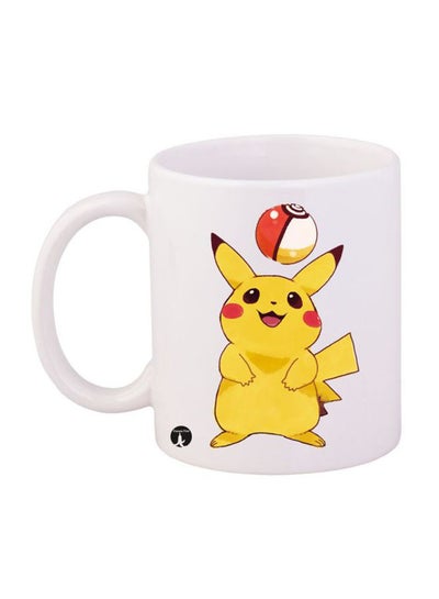 Buy Durable Heat-resistant Thick Wall Designed Ergonomic Handled Pokemon Printed Mug White/Red/Yellow in Saudi Arabia