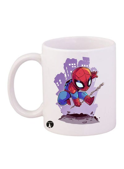 Buy Durable Heat-Resistant Thick Wall Designed Ergonomic Handled Spiderman Printed Mug White/Red/Purple in UAE
