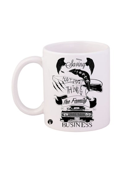 Buy Durable Heat-Resistant Thick Wall Designed Ergonomic Handled Supernatural Printed Mug White/Black in Saudi Arabia