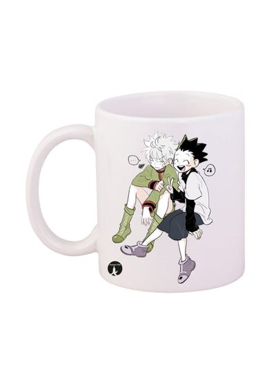 Buy Durable Heat-Resistant Thick Wall Designed Ergonomic Handled Hunter X Anime Printed Mug White/Green/Black in Saudi Arabia