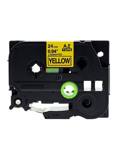 Buy Compatible 24mm Label Laminated Tape Yellow in UAE