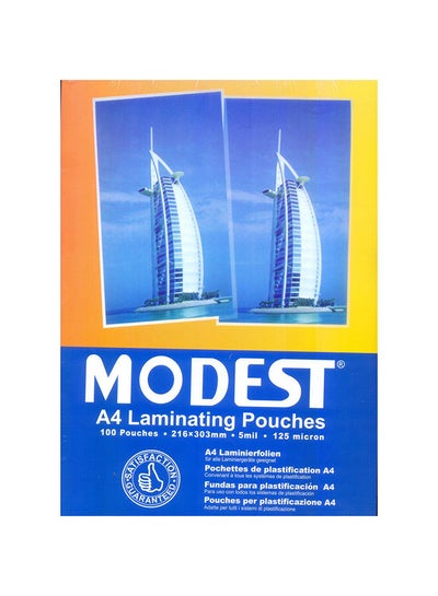 Buy 100-Piece A4 Laminating Pouches Clear in UAE