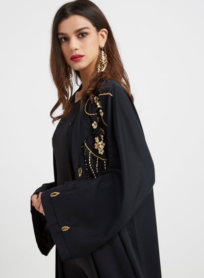 Buy Embroidered Detail Abaya Black in UAE