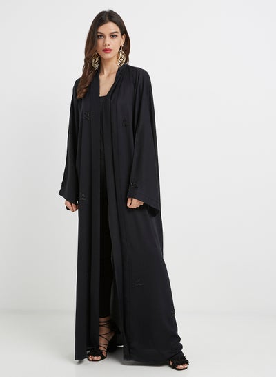 Buy Embroidered Detailed Abaya Black in UAE