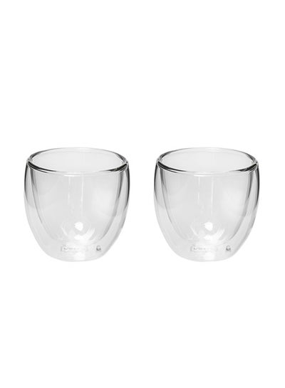 Buy 2 Piece Tea Coffee Cup Set Double Wall Clear in UAE