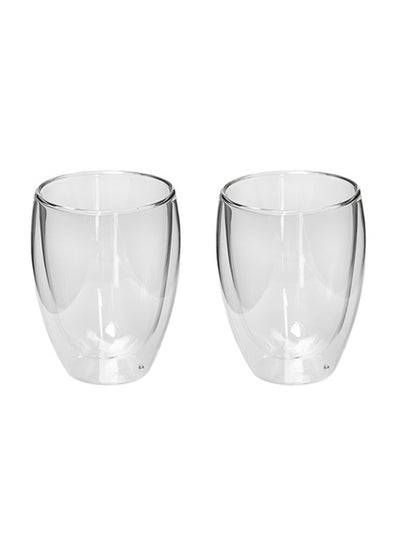 Buy 2 Piece Tea Coffee Cup Set Double Wall Clear in UAE