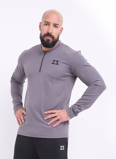 Buy B8294 Half Zip Front Sweat Shirt Grey in Egypt
