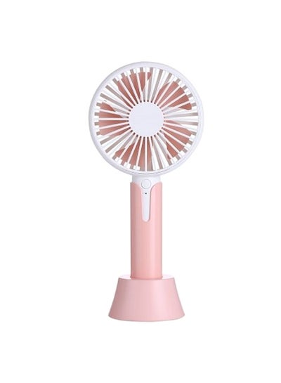 Buy Portable Mini Rechargeable Fan With 3 Speed Control H21482P Pink/White in UAE