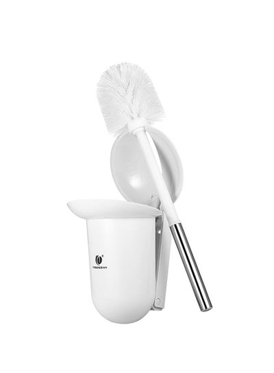 Buy Wall-mounted Hideaway Toilet Brush and Holder Bathroom Toilet Bowl Cleaning Tool White/Silver in UAE