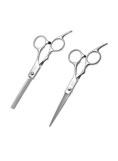 Buy 2-Piece Hair Cutting Scissors Set Silver in Saudi Arabia