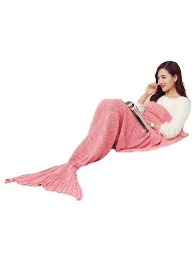 Buy Mermaid Tail Design Sleeping Blanket for Women acrylic Pink 78X36inch in UAE