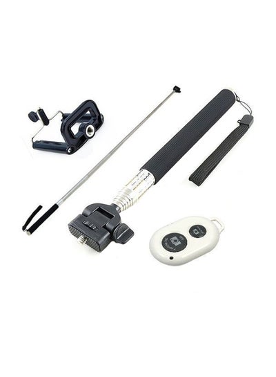 Buy Selfie Stick Monopod With Bluetooth Shutter Remote Black/White in UAE