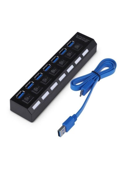 Buy 7-Port USB Hub Black/Blue in UAE