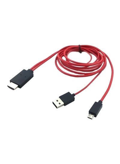 اشتري كابل محول من Micro USB MHL إلى HDMI HDTV لهواتف سامسونج S4/S3/نوت 2 أحمر وأسود في الامارات