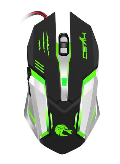 Buy Adjustable Light Wired Gaming Mouse Black/Green/Silver in UAE