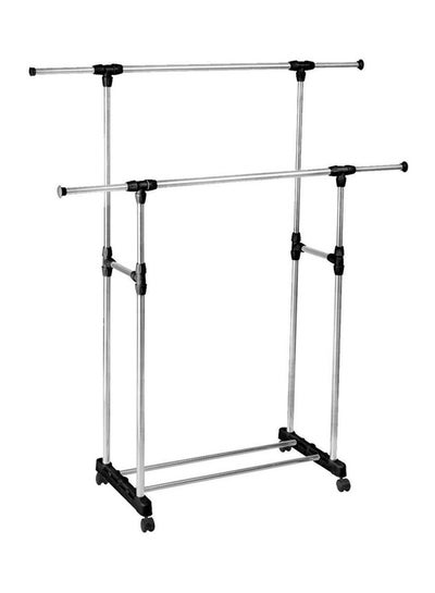 Buy Portable Clothes Rack Hanger Silver/Black Medium in Saudi Arabia