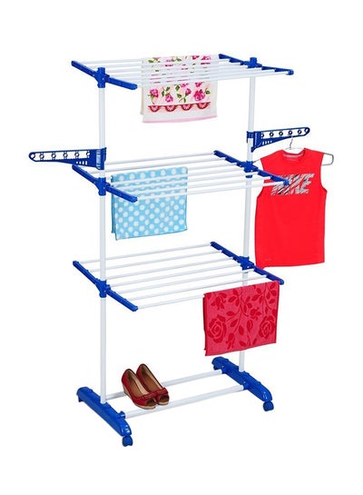 Buy 3 Layer Heavy Duty Cloth Drying Stand White/Blue Medium in UAE