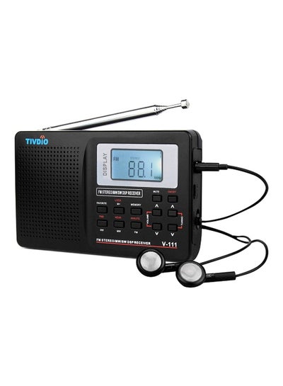 Buy Stereo Radio With Earphones V-111 Black/Silver in Saudi Arabia