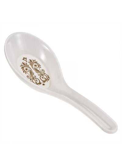 Buy Serve Well Melamine Soup Spoon Brown/White 13.5centimeter in UAE