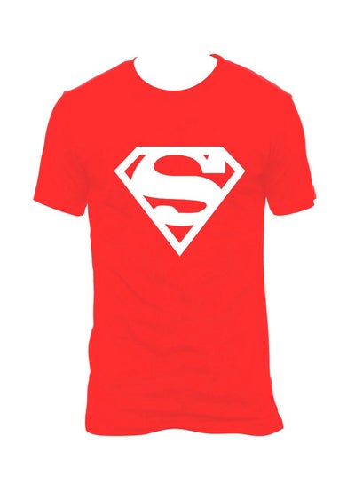 Buy Superman Logo Printed Short Sleeve T-shirt Red in UAE