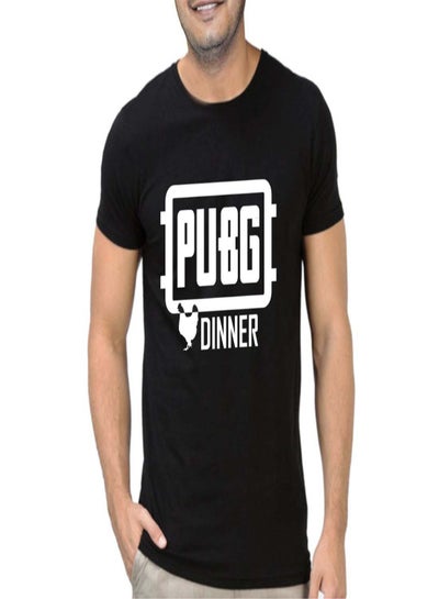 Buy PUBG Chicken Dinner Helmet Short Sleeve T-shirt Black in UAE