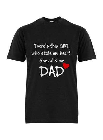 اشتري تيشيرت بأكمام قصيرة مطبوع عليه عبارة "The Girl Who Stole My Heart, Dad" Black في الامارات