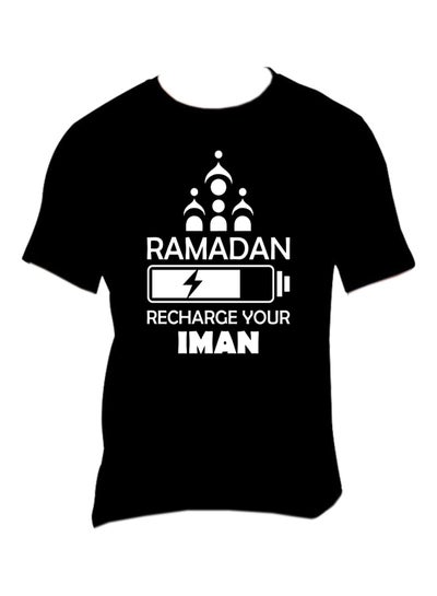 Buy Ramadan Recharge Your Iman Short Sleeve T-shirt Black in UAE