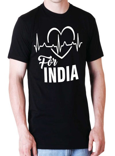 اشتري Heart Beats For India Short Sleeve T-shirt أسود في الامارات