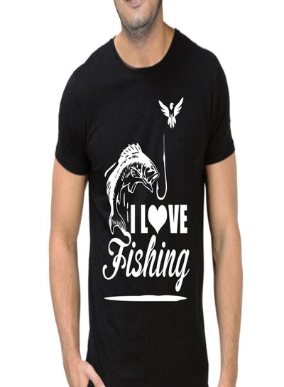 اشتري I Love Fishing Short Sleeve T-shirt أسود في الامارات