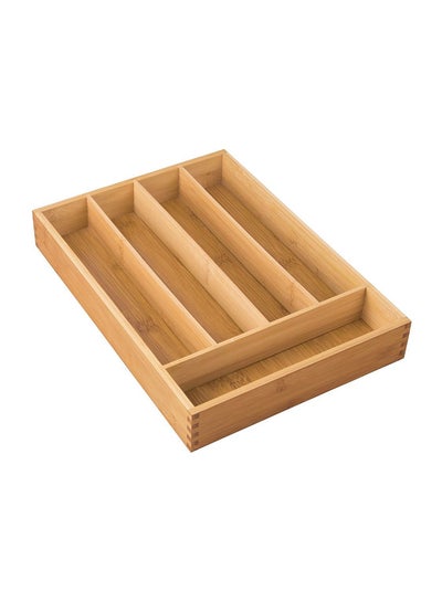 Buy Bamboo Cutlery Tray and Drawer Organizer Brown 35.6 x 5.2 x 25.4centimeter in Saudi Arabia