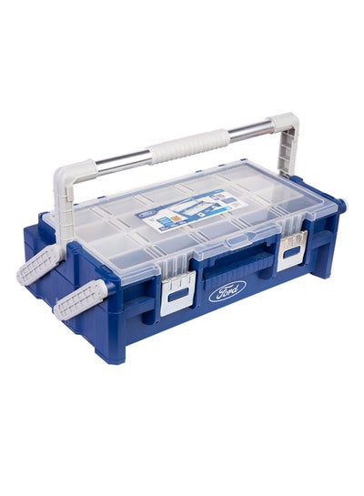 Buy Plastic Tool Box With Removable Blue/White 56.5x30.2x17centimeter in UAE
