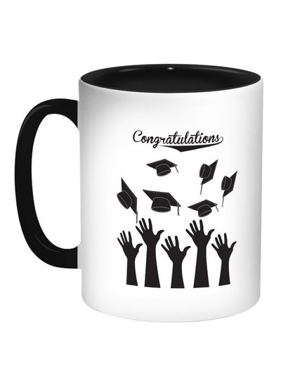 Buy Graduation Party Printed Coffee Mug Black/White in Egypt