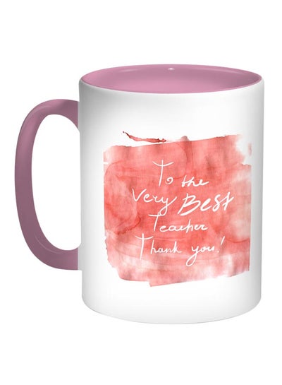 اشتري Teacher Quote Printed Coffee Mug وردي/أبيض 11 أوقية في الامارات