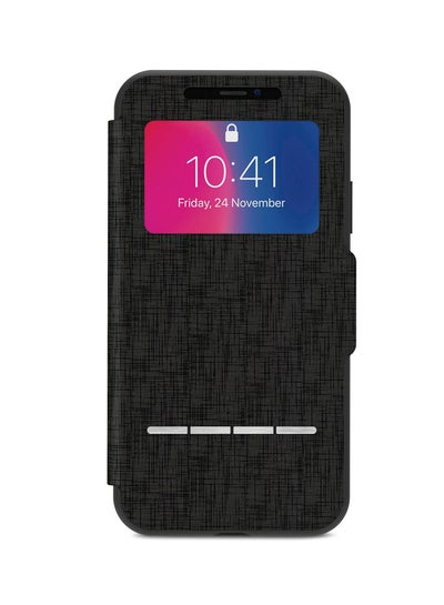 Buy Protective Flip Cover For Apple iPhone X Metro Black in UAE