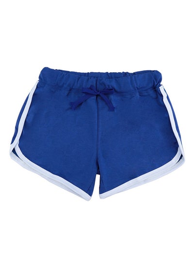 اشتري Contrast Binding Side Split Yoga Shorts Blue/White في الامارات