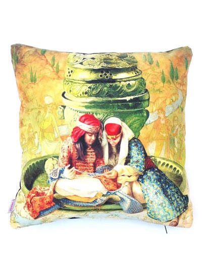 Buy Two Ottoman Lady Print Cushion Cover Multicolour 40x40centimeter in UAE