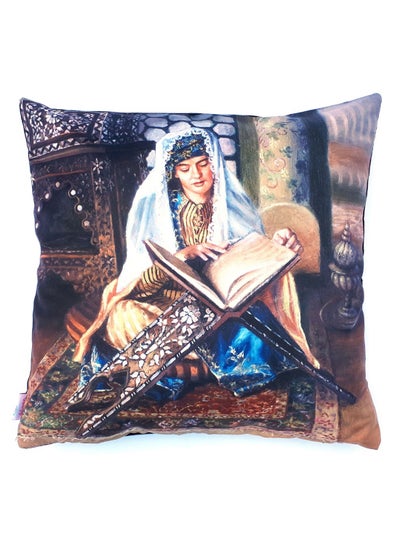 Buy Ottoman Lady Print Cushion Cover Multicolour 40x40centimeter in UAE