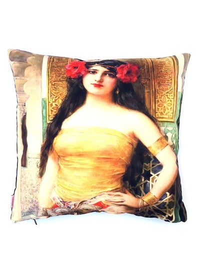 Buy Ottoman Lady Print Cushion Cover Multicolour 40x40cm in UAE