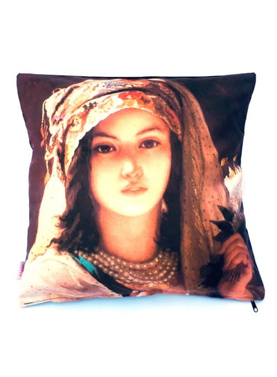 Buy Ottoman Lady Print Cushion Cover Multicolour 40x40cm in UAE