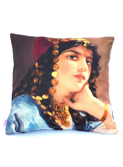 Buy Ottoman Lady Print Cushion Cover Multicolour 40x40cm in UAE