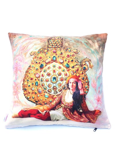 Buy Ottoman Lady Print Cushion Cover Multicolour 40x40cm in UAE